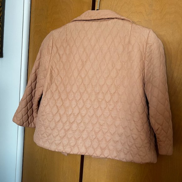 Tan Quilted Jacket with Floral Embroidery - Picture 5 of 5